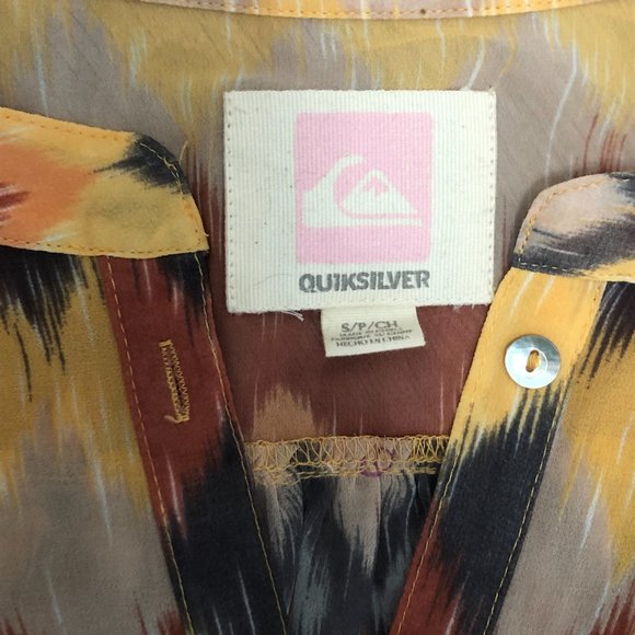 Quiksilver Boho Blouse Women's Size S Print Beach Surf Summer - Picture 3 of 3